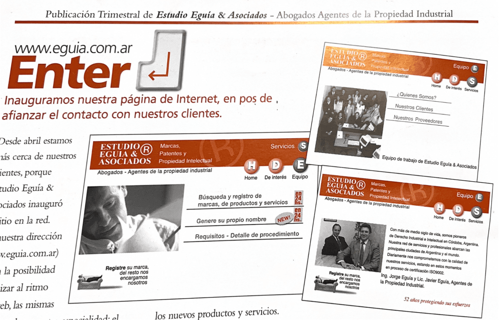 The Eguía firm's first website, 1998