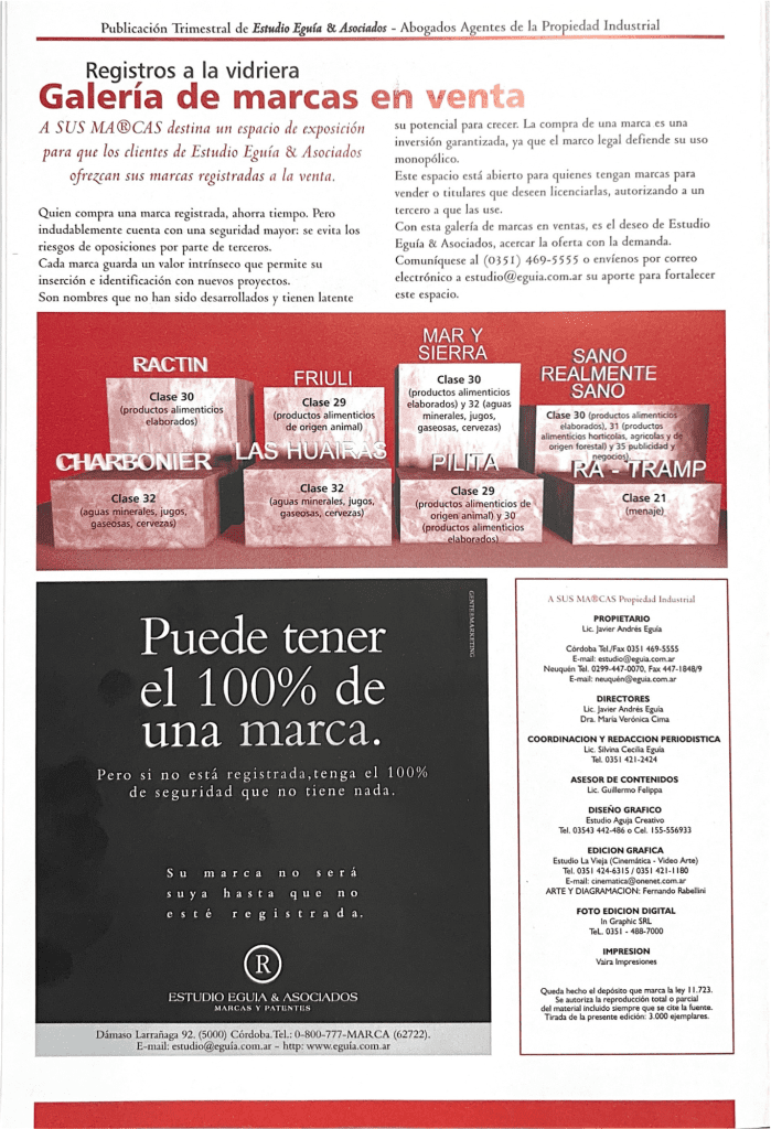Registros a la vidriera, the Eguía firm's gallery of trademarks for sale